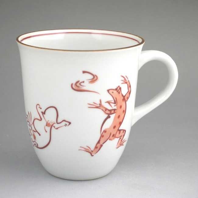 京焼 清水焼 赤絵鳥獣戯画マグカップ 怪気炎 芳山 : 松韻堂 Yahoo!店 