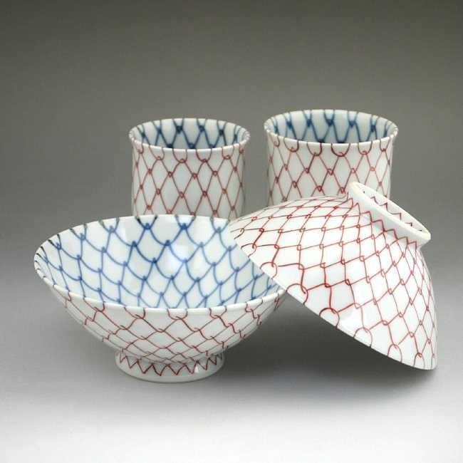 京焼 清水焼 えんむすび夫婦湯呑と夫婦茶碗セット : 6021 : 松韻堂  