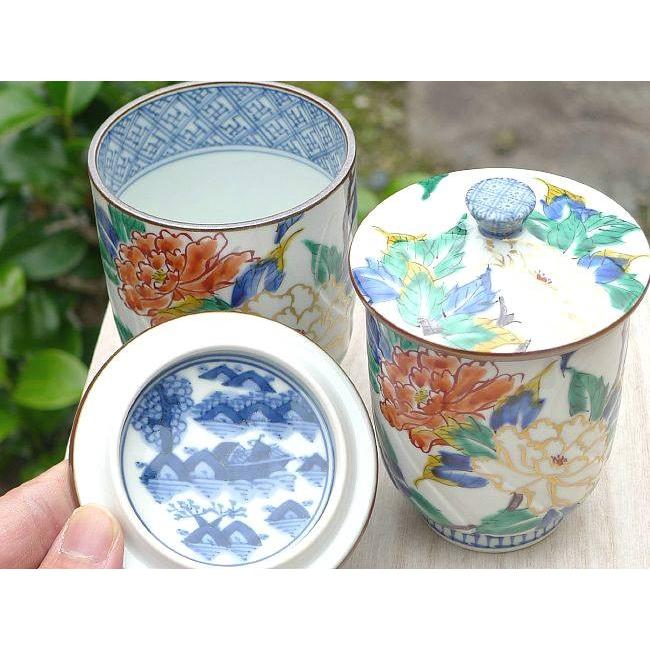 京焼 清水焼 捻彫小紋 湯呑 平安 光泉 : 夫婦湯呑 組湯呑 蓋付