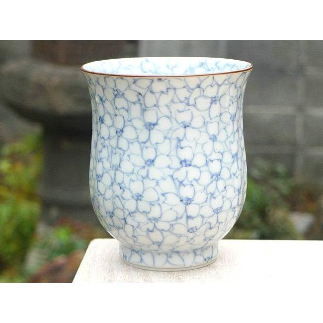 京焼 清水焼     清水焼 染赤桜詰湯呑　紫峰 大_2