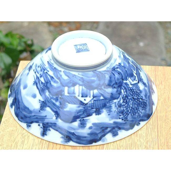 ☆ 京焼 清水焼 染付飯茶碗 京焼 清水焼 染付山水ご飯茶碗 芳山 特大（鯛茶） : 松韻堂 Yahoo!店
