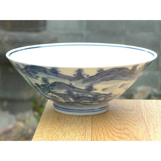 ☆ 京焼 清水焼 染付飯茶碗 京焼 清水焼 染付山水ご飯茶碗 芳山 特大（鯛茶） : 松韻堂 Yahoo!店