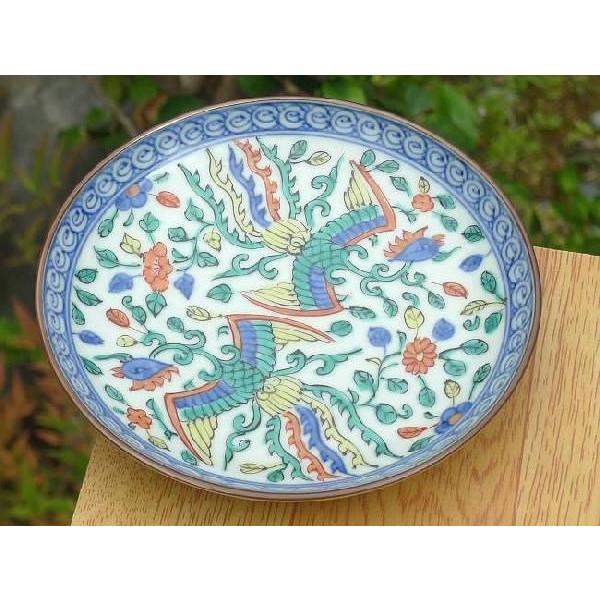 京焼 清水焼     色絵鳳凰四寸皿　昭阿弥