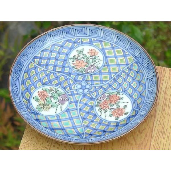 京焼 清水焼     色絵丸紋草花四寸皿　昭阿弥