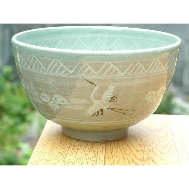 京焼 清水焼 青磁雲鶴抹茶茶碗 妙見 : 松韻堂 Yahoo!店 - 通販 - Yahoo