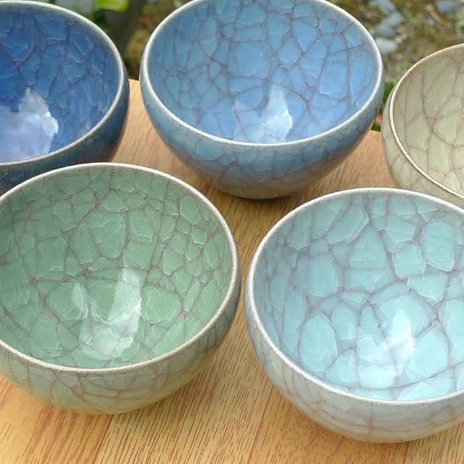 京焼 清水焼 青瓷貫入お茶呑茶碗揃え 利宗 : 松韻堂 Yahoo!店 - 通販