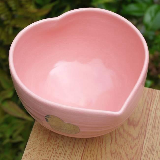 京焼 清水焼 ハート抹茶茶碗 ピンク地 良二 : 松韻堂 Yahoo!店 - 通販