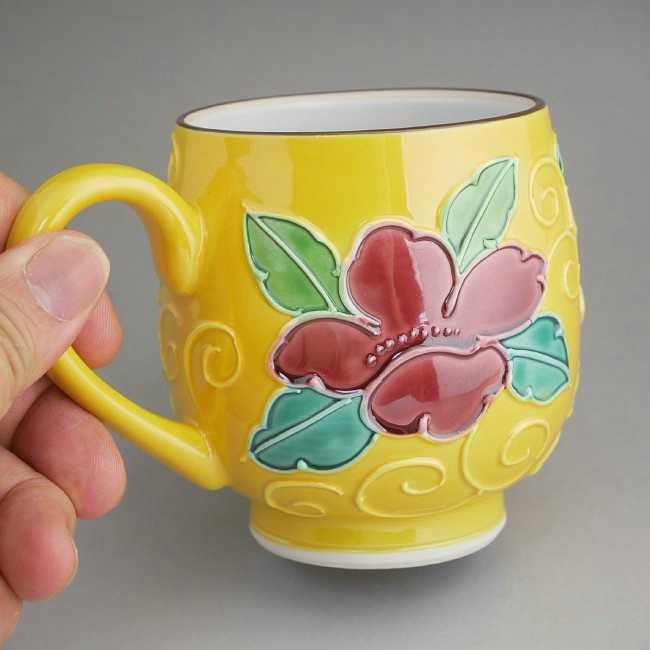 京焼 清水焼 黄交趾桜唐草マグカップ 昇峰 : 松韻堂 Yahoo!店 - 通販