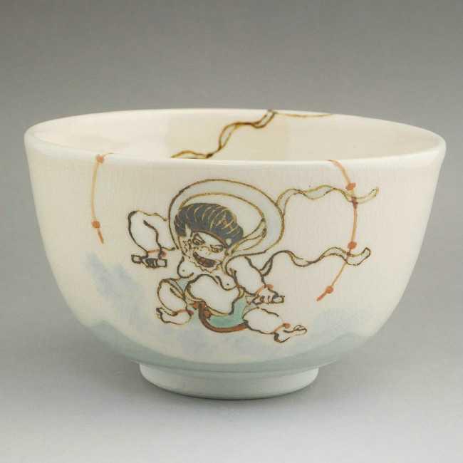 同梱不可】京焼 清水焼 抹茶茶碗 風神雷神 陶仙 食器、グラス