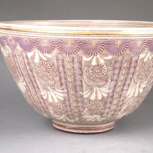 京焼 清水焼 紫彩花紋抹茶茶碗 陶楽 : 松韻堂 Yahoo!店 - 通販 - Yahoo