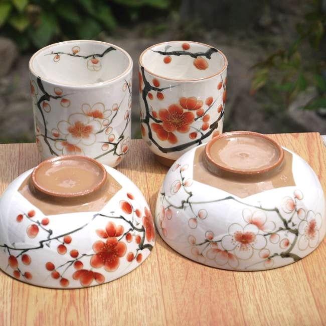 【未使用】京焼/清水焼 平安光抱 青葉松竹梅 茶器揃5客 陶雅堂 湯吞茶碗/急須 京焼 清水焼 紅白梅夫婦湯呑みと夫婦茶碗セット 陶あん : 松韻堂