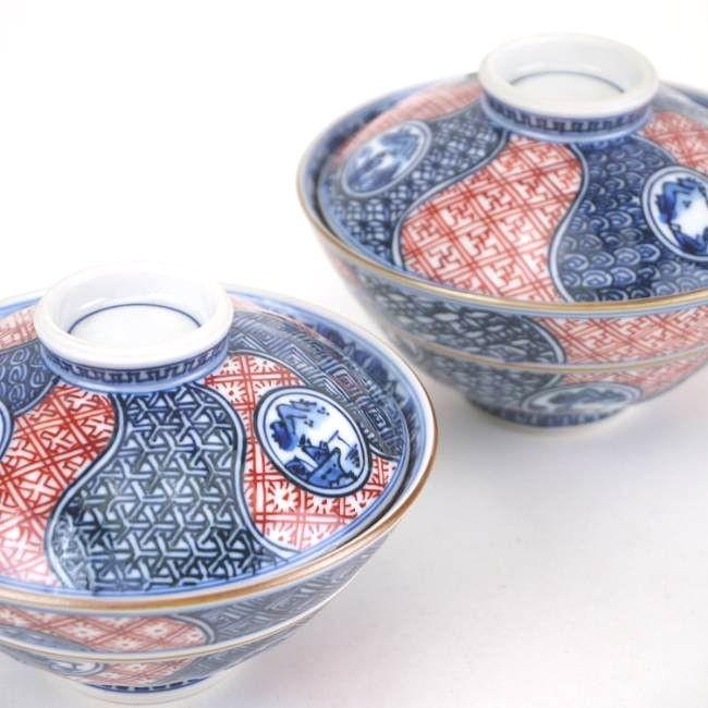 京焼 清水焼 彩捻丸紋山水夫婦茶碗 春晃 蓋付 : 松韻堂 Yahoo!店