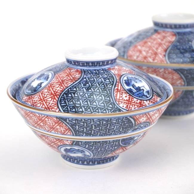 京焼 清水焼 彩捻丸紋山水夫婦茶碗 春晃 蓋付 : 松韻堂 Yahoo!店