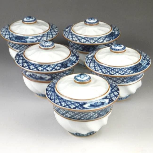 京焼 清水焼 捻彫祥瑞山水蓋付汲出碗揃え 京泉 : 松韻堂 Yahoo!店