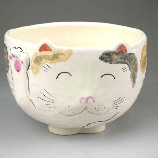 京焼 清水焼 招き猫抹茶茶碗 良二 : 9113 : 松韻堂 Yahoo!店 - 通販 
