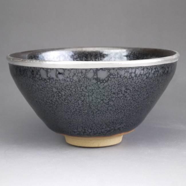 京焼 清水焼 油滴天目茶碗 定一 覆輪銀塗仕上げ : 松韻堂 Yahoo!店