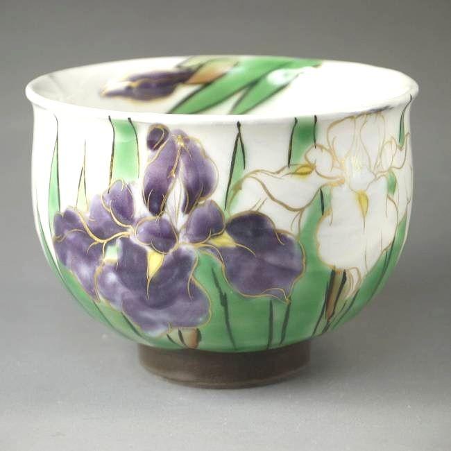 京焼 清水焼 四季彩五草花お茶呑茶碗 陶あん あやめ単品 : 松韻堂
