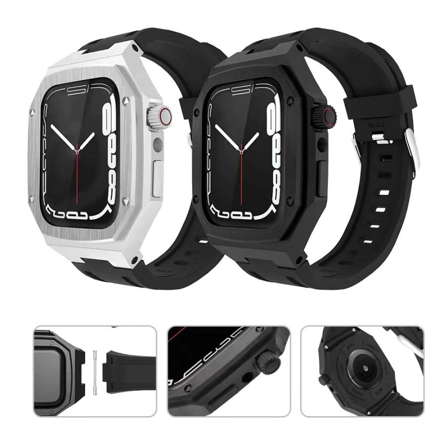 スマートウォッチ、ウェアラブル端末 スマートウォッチアクセサリー HUALIMEI Apple Watch series 7 6 SE5 4用 44mm 45mm用 siliconeband 金属 ケース  シリコーンバンド 保護 バンパー カバー アップルウォッチ :hualimei-case45-siliconeband:SHOKAストア - 通販 -  