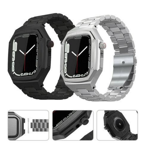 HUALIMEI Apple Watch series 7 6 SE 5 4 用 44mm 45mm用 steelband カバー ケース
