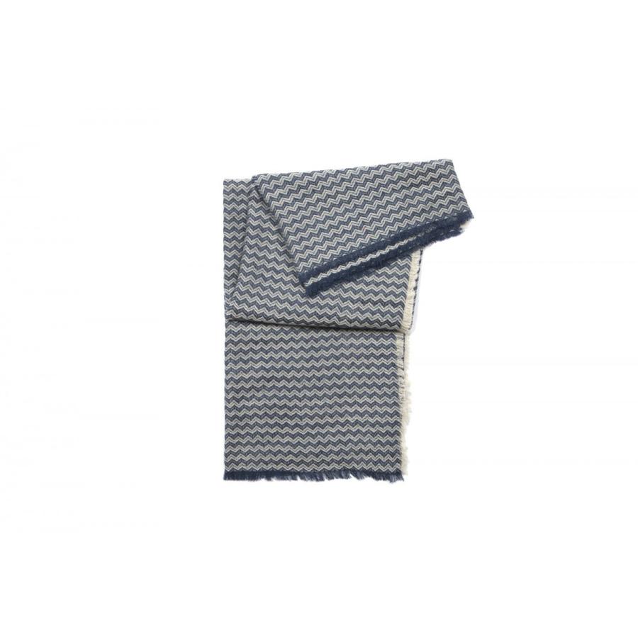 SHOKAY（ショーケイ）コットンヤク素材「ジグザグスカーフ」（デニム×ライトグレー） |  | 02