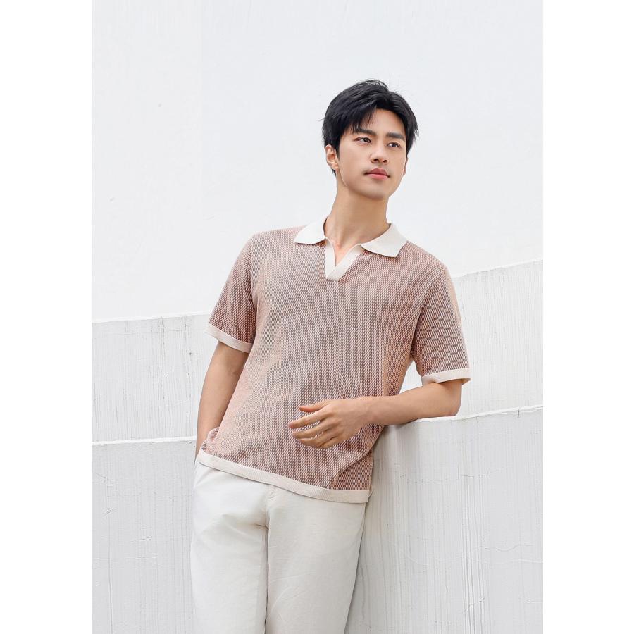 SHOKAY（ショーケイ) メンズ・エコVネックポロシャツ (サンドベージュ) | 