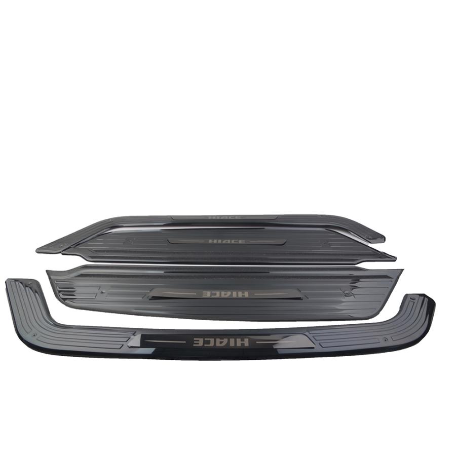 トヨタハイエース 200系1型‐8型標準スーパーGL専用LEDスカッフプレートリアサイドドア上下左右4枚セットステンレス製 ブラックとシルバー2色選び可 |  | 06