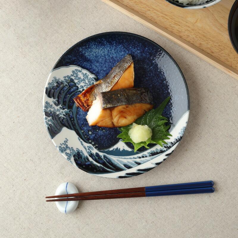 和皿 20cm 神奈川沖浪裏 北斎写 和食器 おしゃれ モダン 和 和皿 20cm 神奈川沖浪裏 北斎写 和食器 おしゃれ モダン 和