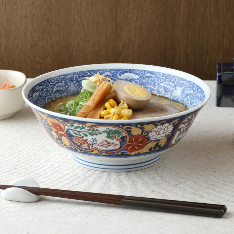 ラーメンどんぶり 19.5cm 金彩牡丹 ラーメン 中華 中華食器 和柄