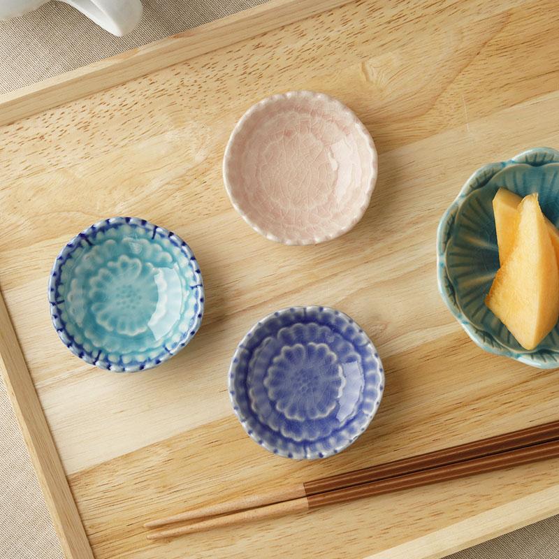 ♪美品♪陶あん　色絵付け　花変わり　醤油皿　小皿　豆皿　6枚 3 豆皿 6.5cm 牡丹 貫入 和食器 食器 お皿 皿 プレート 小皿 小さい皿