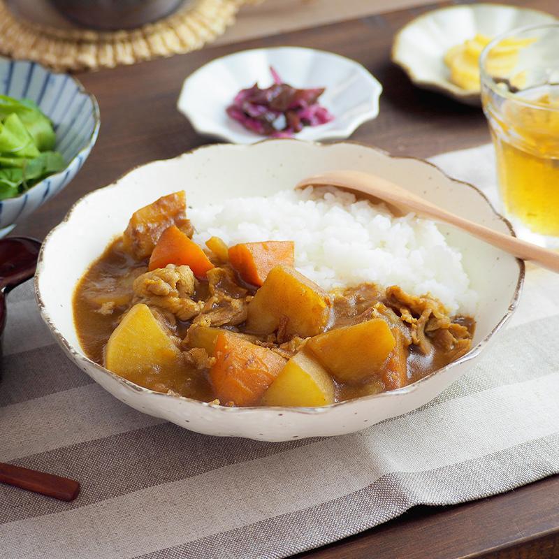 白釉21センチボウル　プレート　2客　パスタ皿　カレー皿 深皿 白化粧 菊型 21cm パスタ・カレー皿 和食器プレート お皿 皿 和