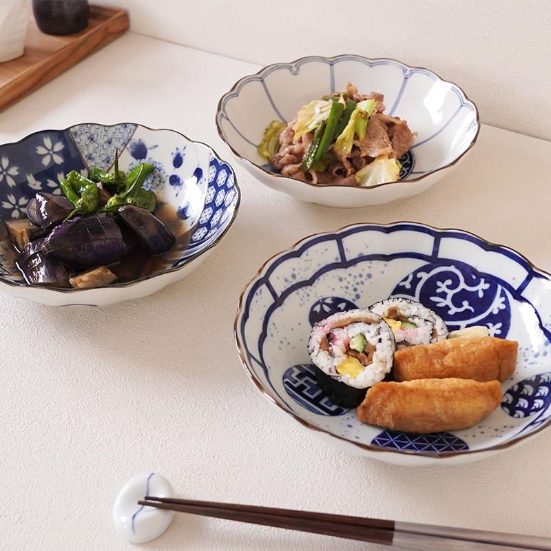 深皿 21cm 菊形 食器 皿 お皿 プレート 中皿 取り皿 ケーキ皿 サラダ皿