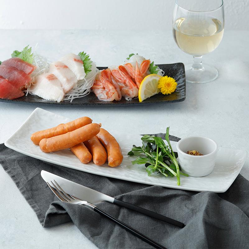 細角皿 30.5cm スレート調 ホワイト白い食器 角皿 長角皿 長皿 焼き魚