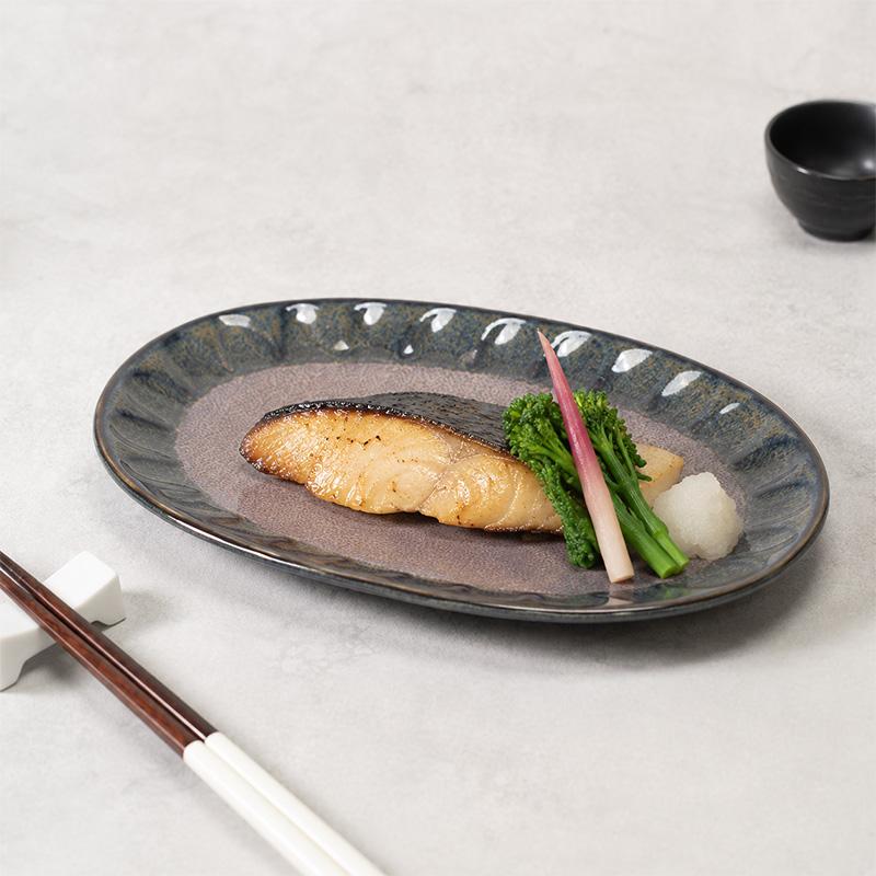 楕円皿 紫煌 しこう しのぎ型 食器 皿 和食器 しのぎ おしゃれ うつわ
