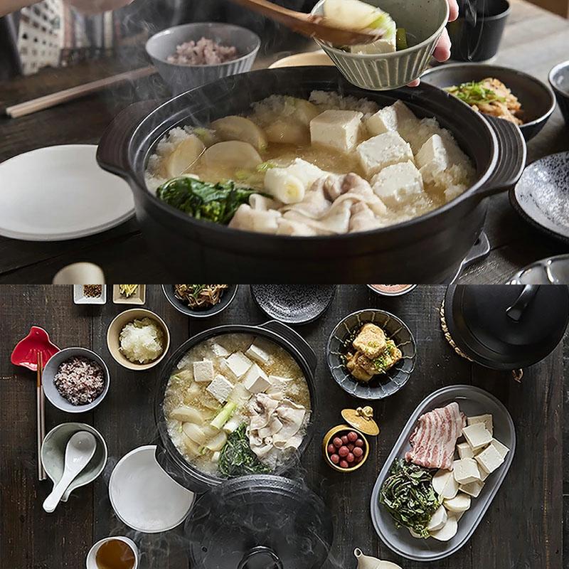 軽量土鍋 9号 3〜4人用 MIYABI 食洗機・直火可 鍋料理 鍋 ごはん鍋 炊飯 鍋調理 和食器 家庭用鍋 炊き込みご飯 和風食器 卓上鍋 あったか料理 冬の食卓 シンプルの画像