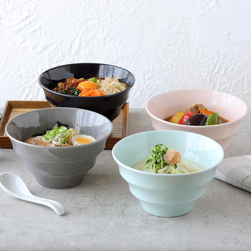 ラーメンどんぶり 軽量 19cm カラーボーダー 美濃焼丼ぶり どんぶり 丼