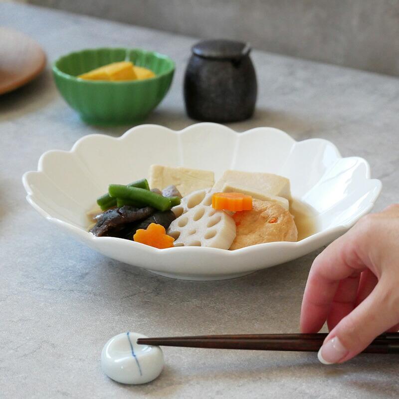 煮物鉢 21.7cm コトハナ 福寿草 白和食器 おしゃれ モダン 和モダン