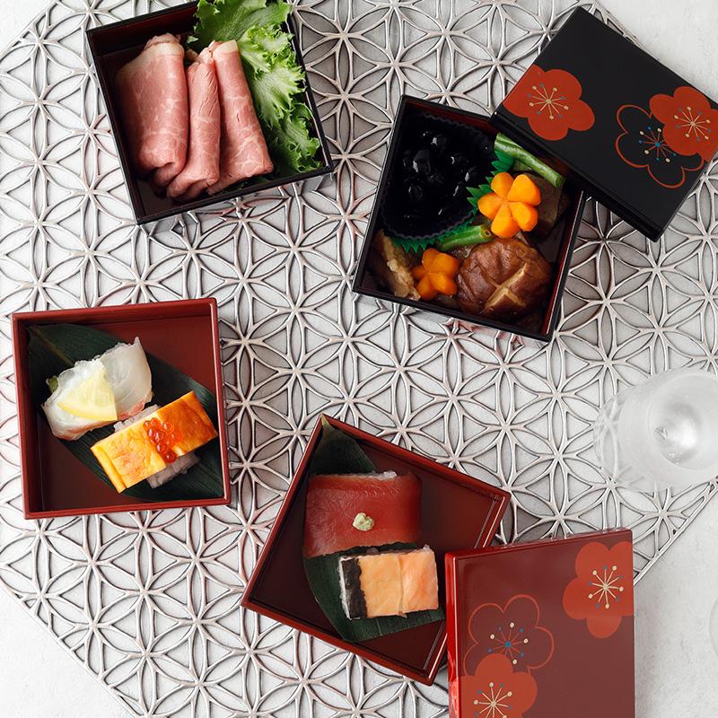 角小重 9cm 福梅 日本製 和食器 二段重 2段 おせち料理 おせち重 角小重 9cm 福梅 日本製 和食器 二段重 2段 おせち料理 おせち重