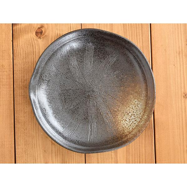 和食器 大皿 25cm 黒備前 片口櫛目皿 お皿 備前風 和風 食器 プレート