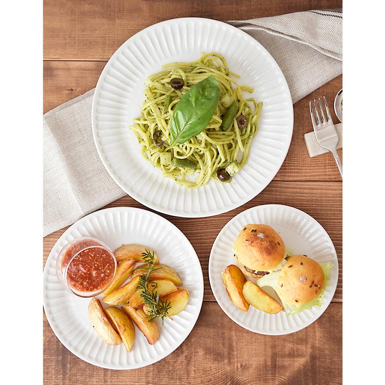 しのぎストライプ リムプレート 丸23cm 大皿 メインディッシュ メイン