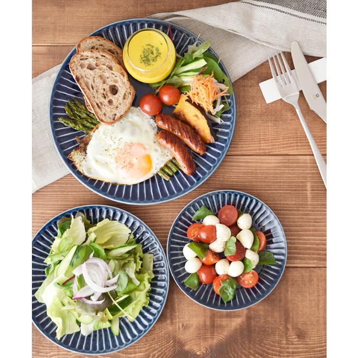 しのぎストライプ リムプレート 丸23cm 大皿 メインディッシュ メイン