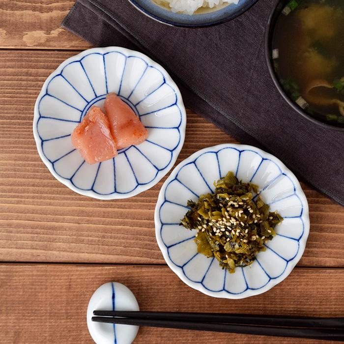 小皿 和食器 菊型小皿 染付 10cm おしゃれ 食器 皿 お皿 プレート 豆皿