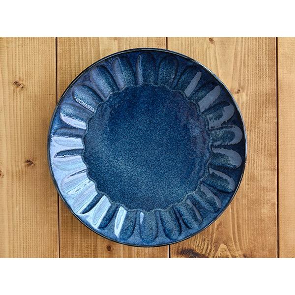 大皿（24cm）窯変紺 しのぎ minoruba(ミノルバ) プレート 皿 パスタ皿