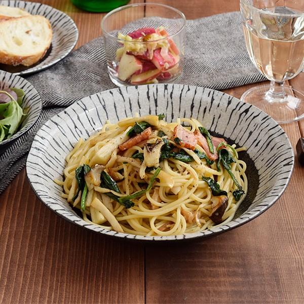 深さのあるパスタ皿 21cm 油滴ブラック カレー皿 和食器 お皿 大皿 皿