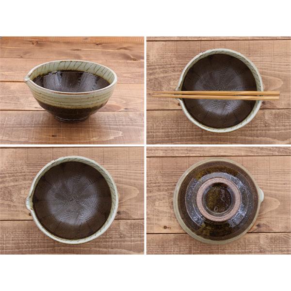 陶芸作家の5寸片口すり鉢 アメ色 泥くし彫り 和食器 和の器 土物 擂鉢