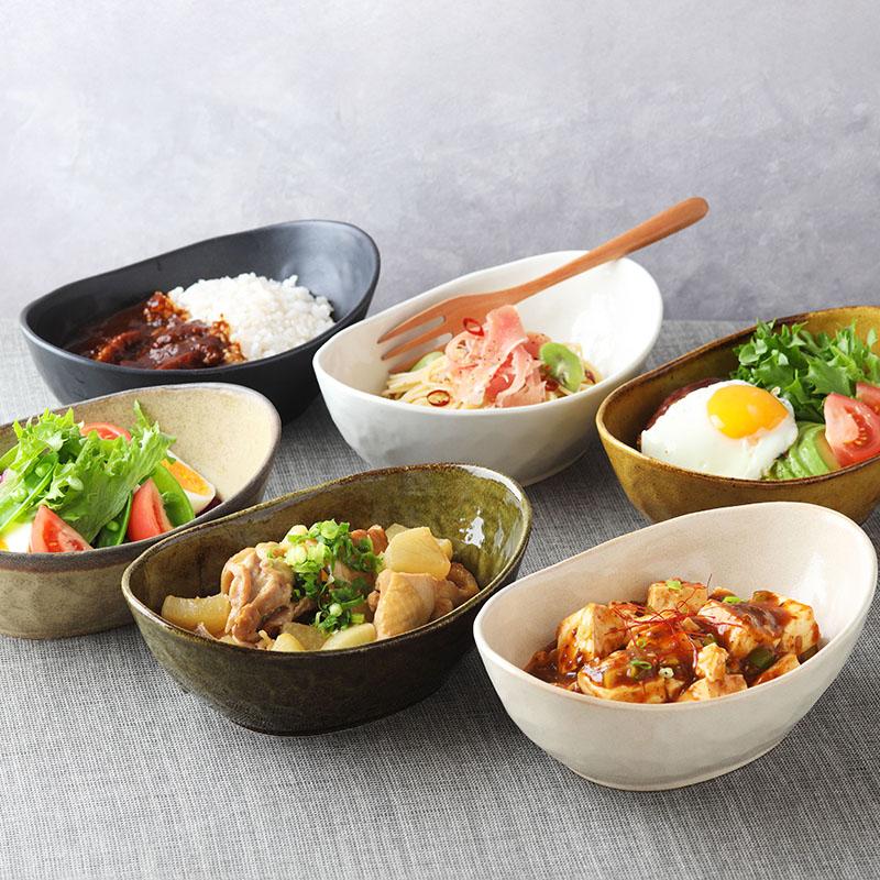 和の楕円鉢 20.5cm minoruba 和食器 楕円 深皿 楕円皿 どんぶり 丼ぶり