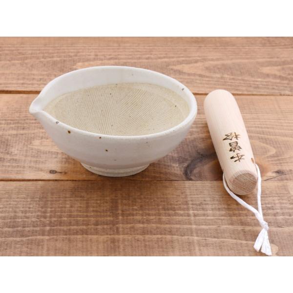 白唐津 4寸片口すり鉢＋すりこぎ セット 食器セット すり鉢 擂り鉢