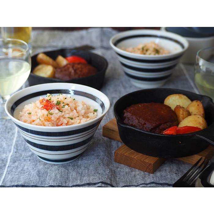 茶碗 ボーダー 台形 12.8cm 3個セット EAST Original 送料込み 和食器