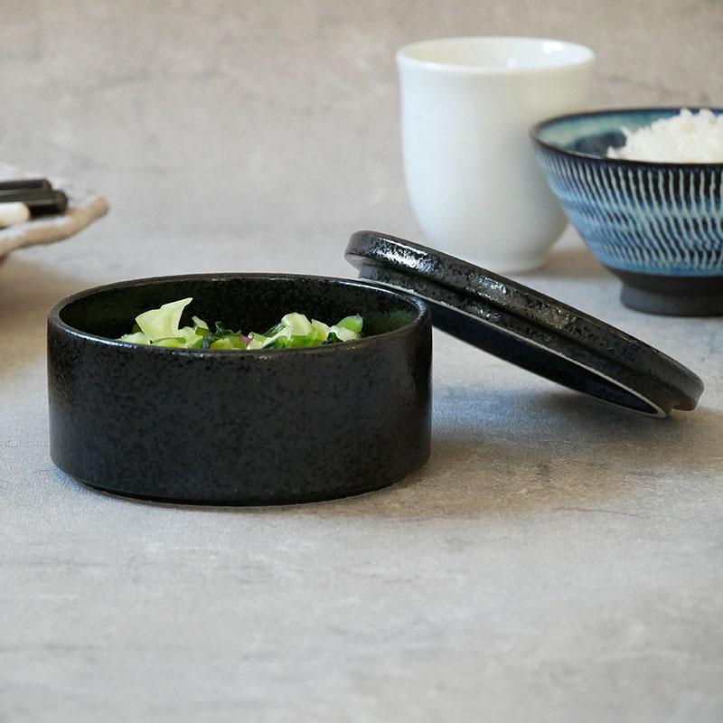スタッカー 12cm 黒耀 蓋付き保存容器 おしゃれ 洋食器 ボウル サラダ