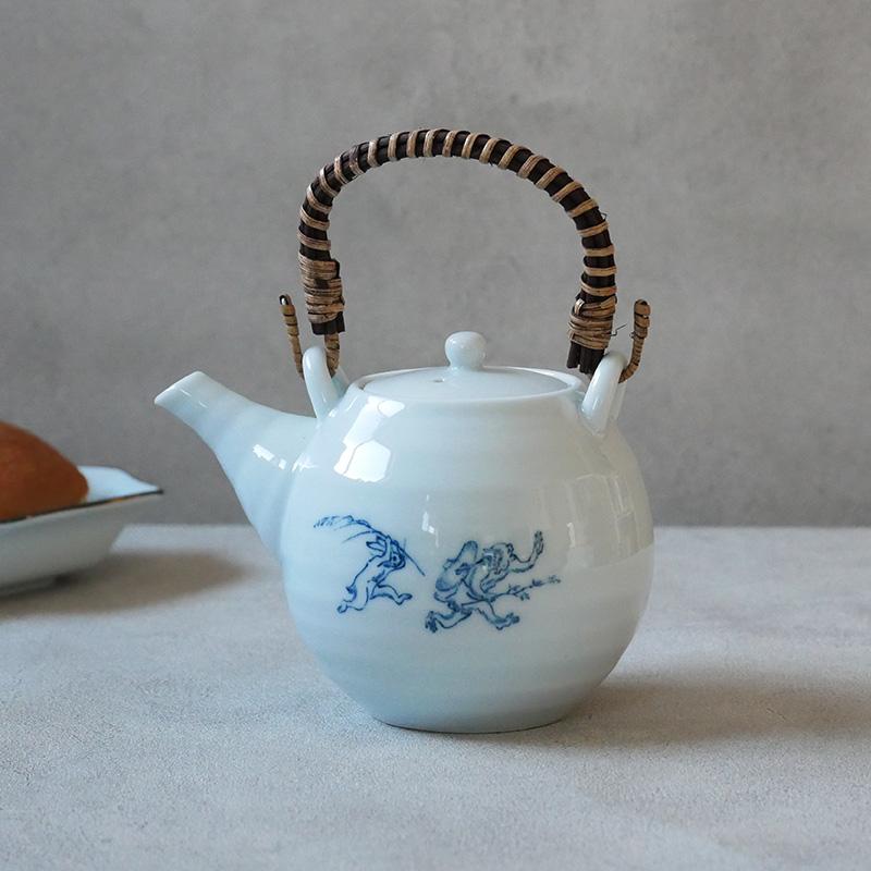 鳥獣戯画茶器セット急須湯呑み有田焼 お茶入れ 小物入れ 柄物