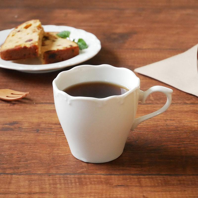 カフェタイムセット 2人用3種6点 白い食器 クラシックレリーフ セット